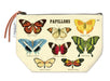 Cavallini & Co. Papillions Vintage Pouches feature butterfly images from the Cavallini archives. 100% natural cotton bags are lined and have gusseted bottoms to stand on their own. 