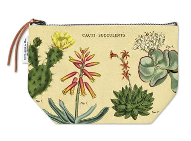 Cavallini & Co. Succulents Vintage Pouches feature vintage images from the Cavallini archives. 100% natural cotton bags are lined and have gusseted bottoms to stand on their own. 