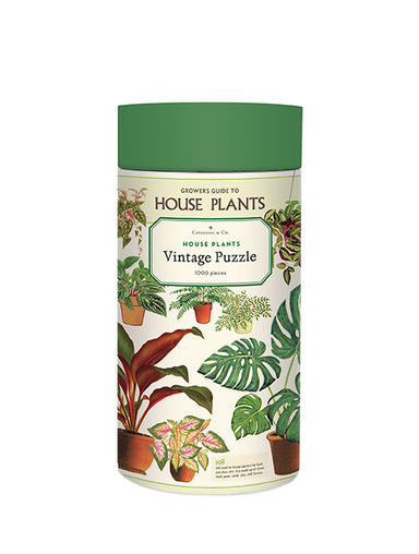The House Plants puzzle by Cavallini & Co. is a guide to growing, with general instructions on hanging plants, fertilizers, soil, temperatures, and pruning.