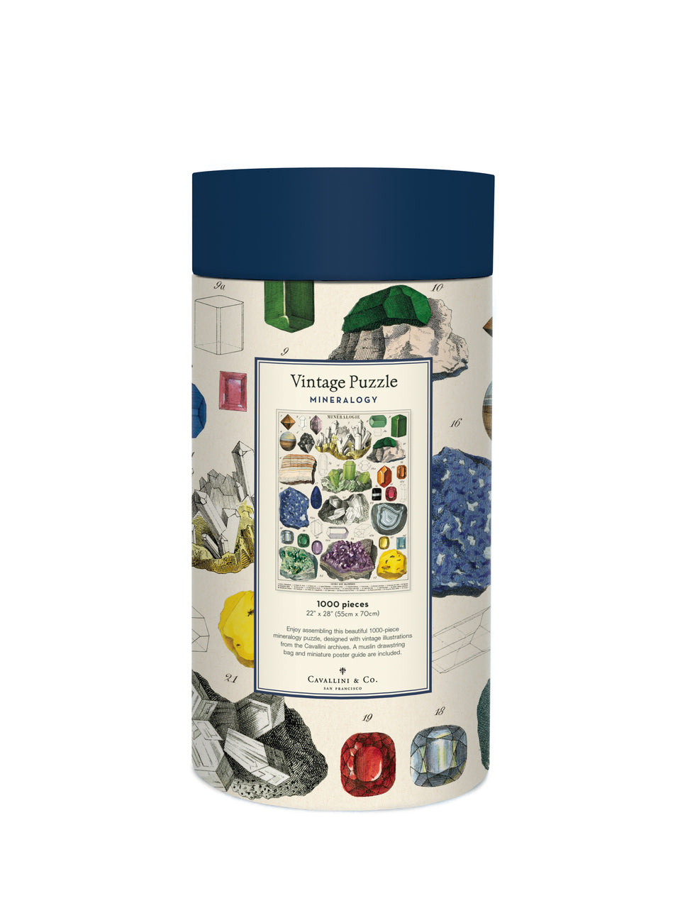 All puzzles are packaged in a 10 inch long cardboard tube, with puzzle pieces safely stored in a muslin bag inside.