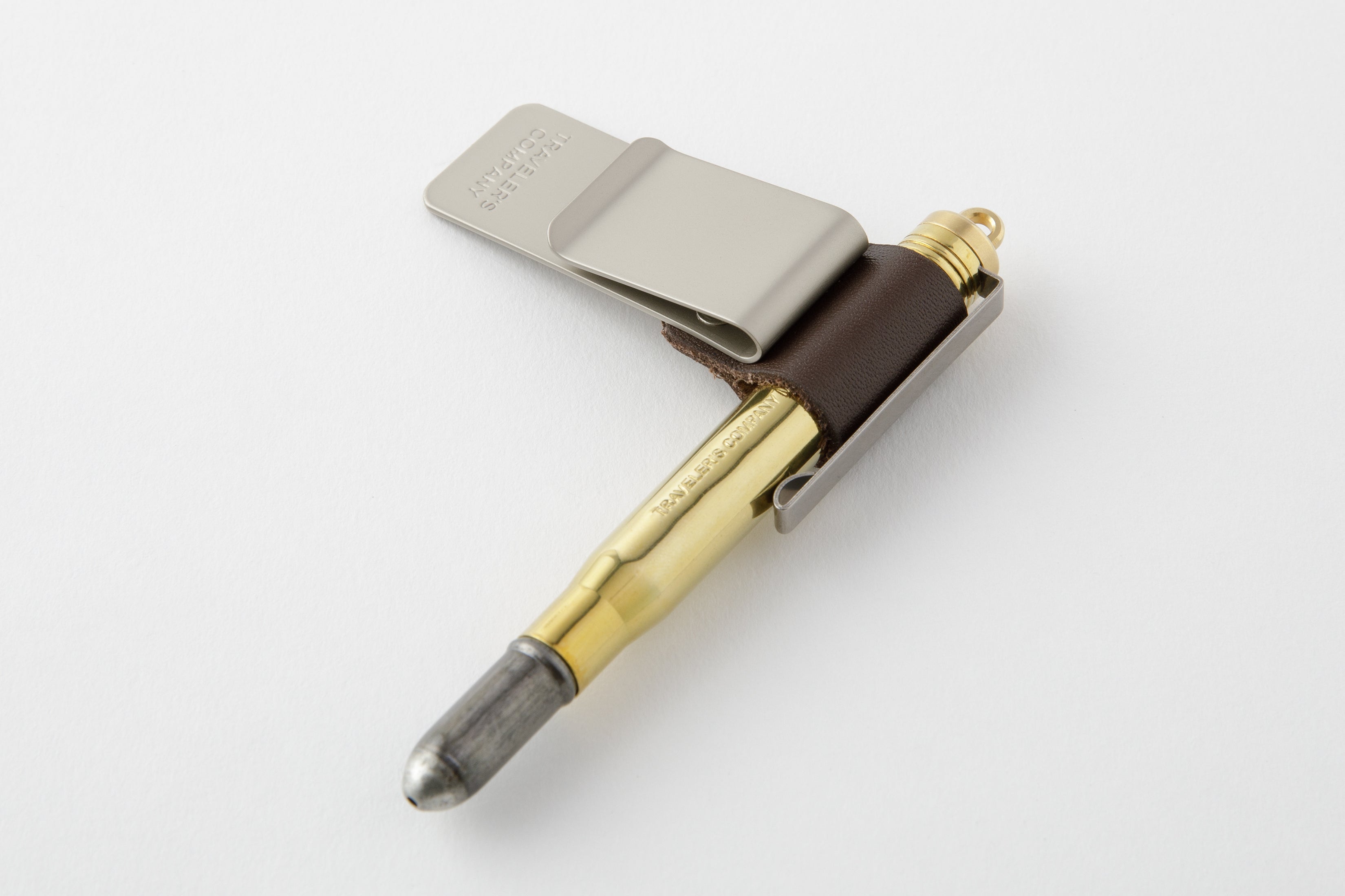 4pcs Metal PU Leather Pen Holder Brass Pencil Clip Vintage Dairy