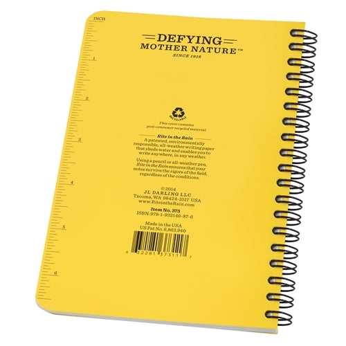 Rite in the Rain Side Spiral Notebook- Yellow- 4 5/8" x 7"