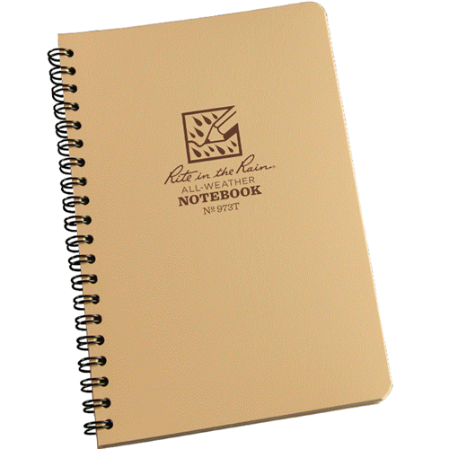 Rite in the Rain Side Spiral Notebook- Desert Tan- 4 5/8