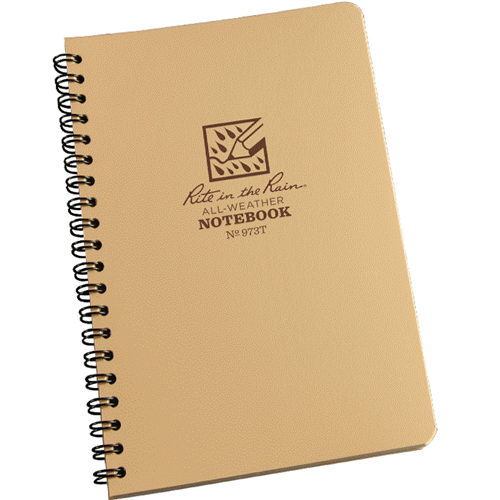 Rite in the Rain Side Spiral Notebook- Desert Tan- 4 5/8 x 7 — Two Hands  Paperie