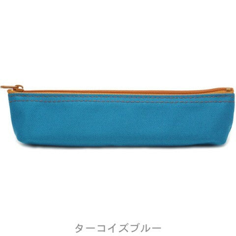 This brightly colored canvas pen case is perfect for travel. The case measures approximately 1 1/4 by 1 1/4 by 6 1/2 inches.