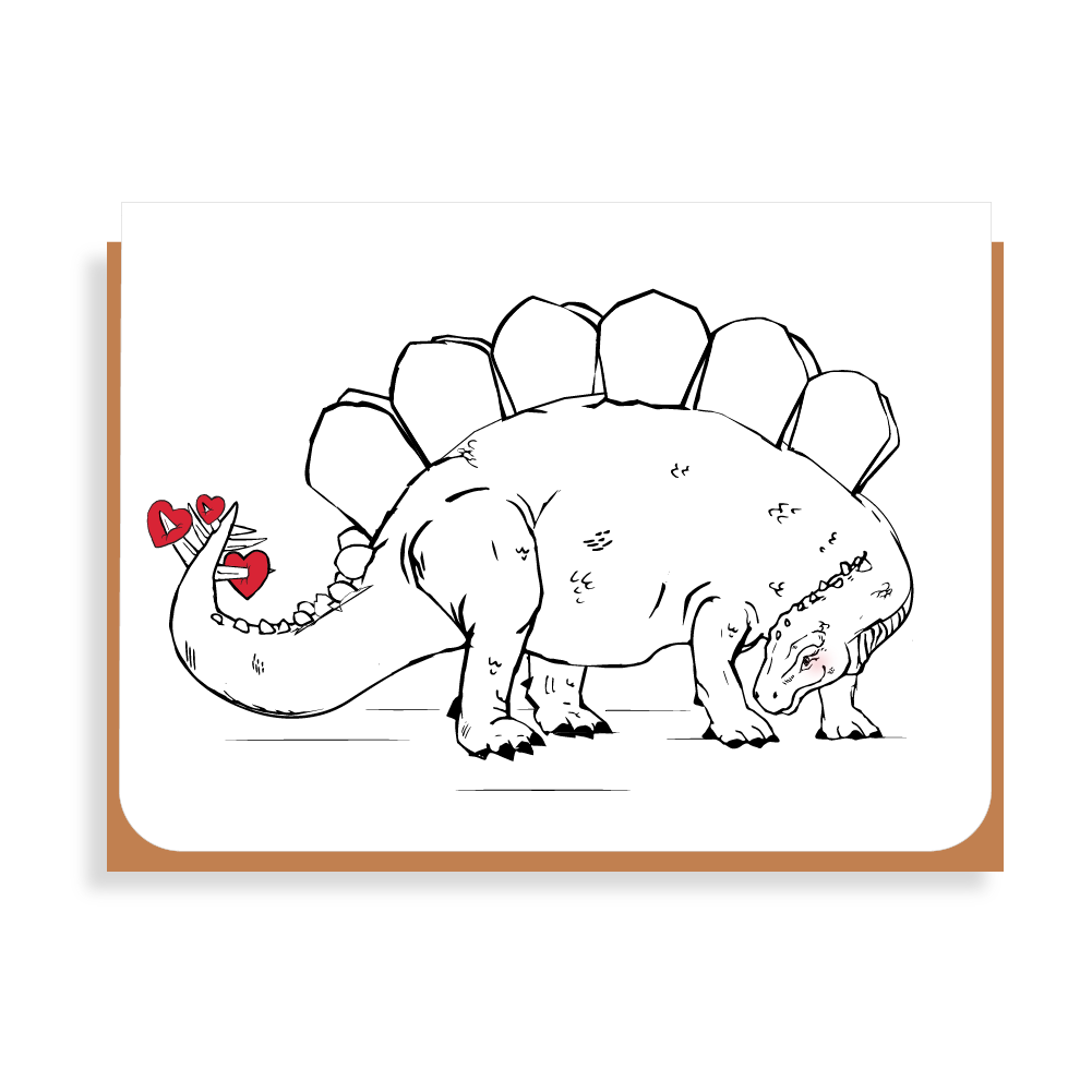 Stegosaurus with Hearts Card — Two Hands Paperie