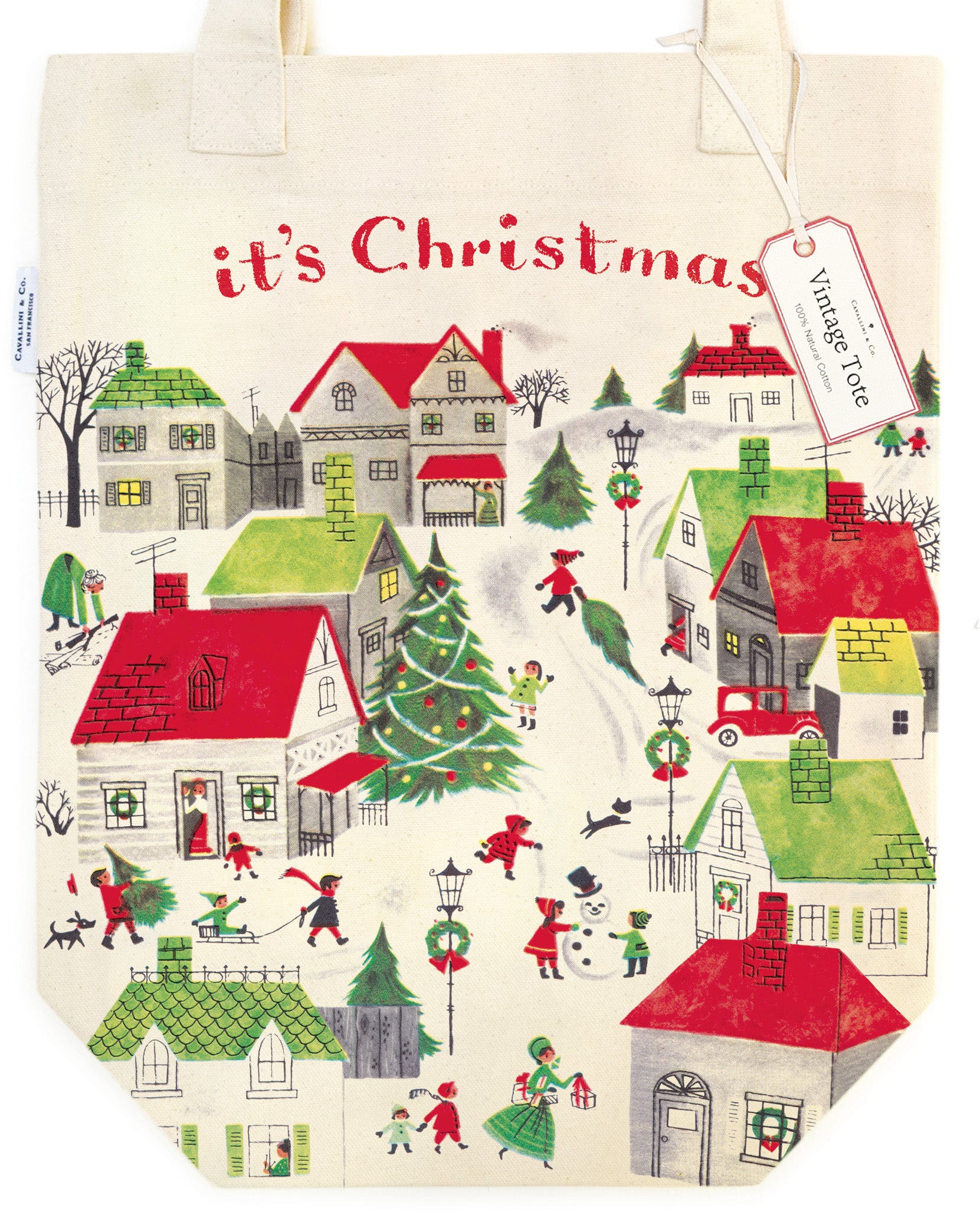 Cavallini & Co. Christmas Village Holiday Cotton Tote Bag — Two Hands  Paperie