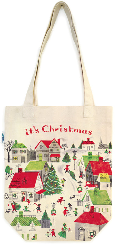 Cavallini & Co. Christmas Village Holiday Cotton Tote Bag