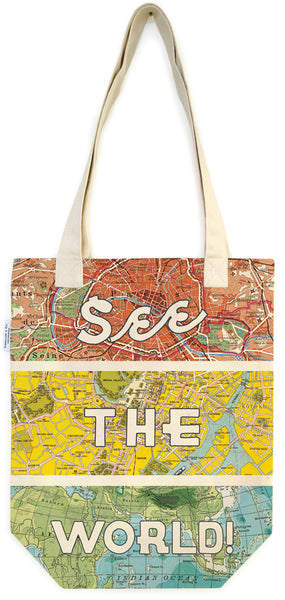 Cavallini & Co. See The World Cotton Tote Bag — Two Hands Paperie