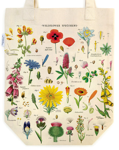 Cavallini & Co. Wildflowers Cotton Tote Bag is densely packed with vintage wildflower images.
