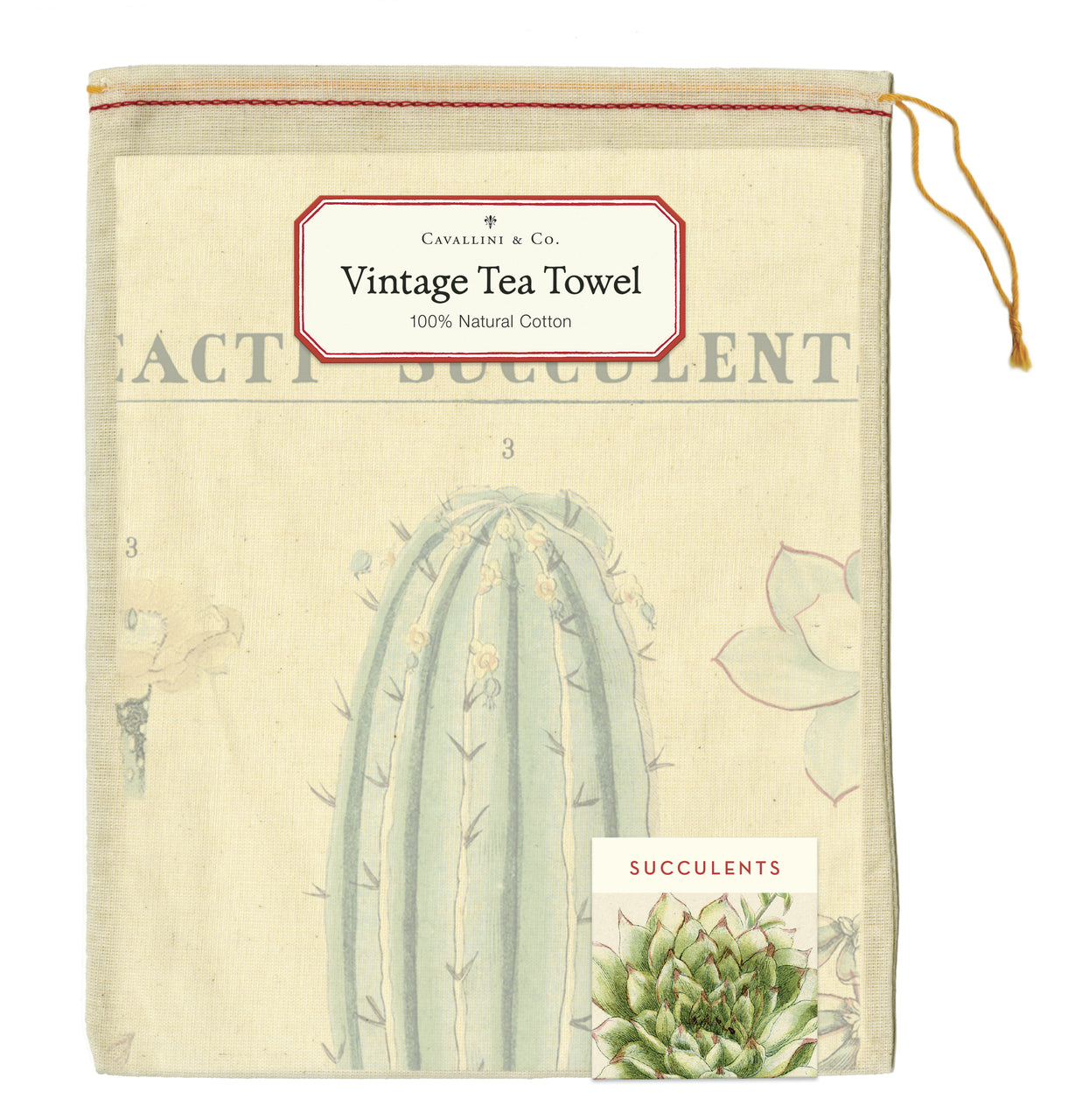tea bags for succulents Cavallini & Co. Succulents Cotton Tea Towel