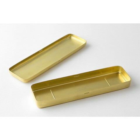 Brass pen case measures approximately 6.69 inches long by 1.97 inches wide by .71 inches deep (170 by 50 by 18 mm). 
