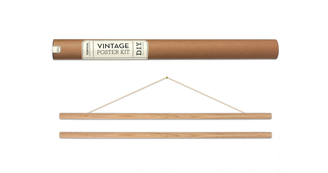 Two dowels with adhesive and a string for hanging are included in the kit. 