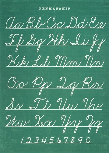 Cavallini Penmanship Chart Decorative Wrap features a reproduction of a vintage cursive chart. 