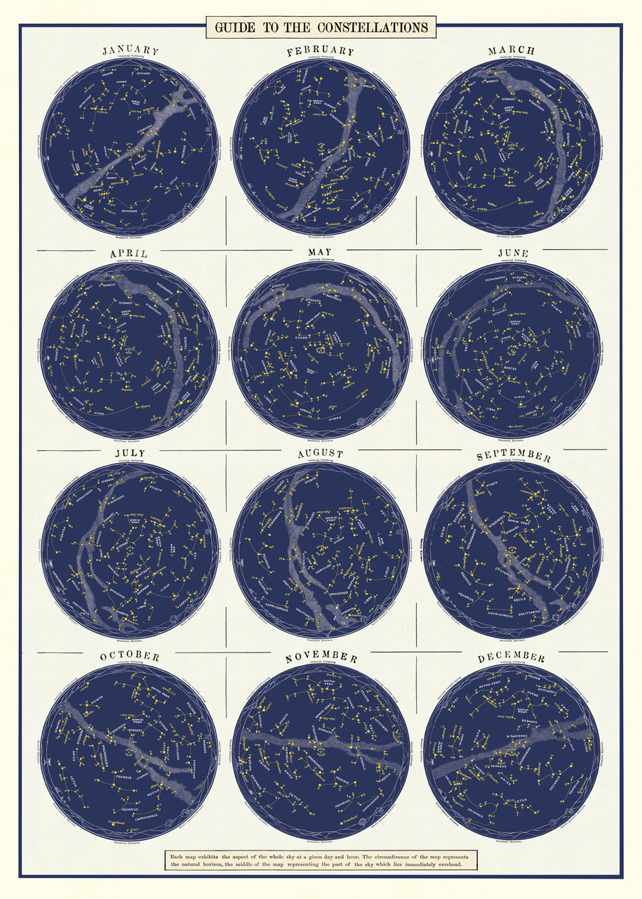Constellations Decorative Wrap features beautiful reproductions of views of the night sky. Twelve months of constellations adorn this wrap sheet. 