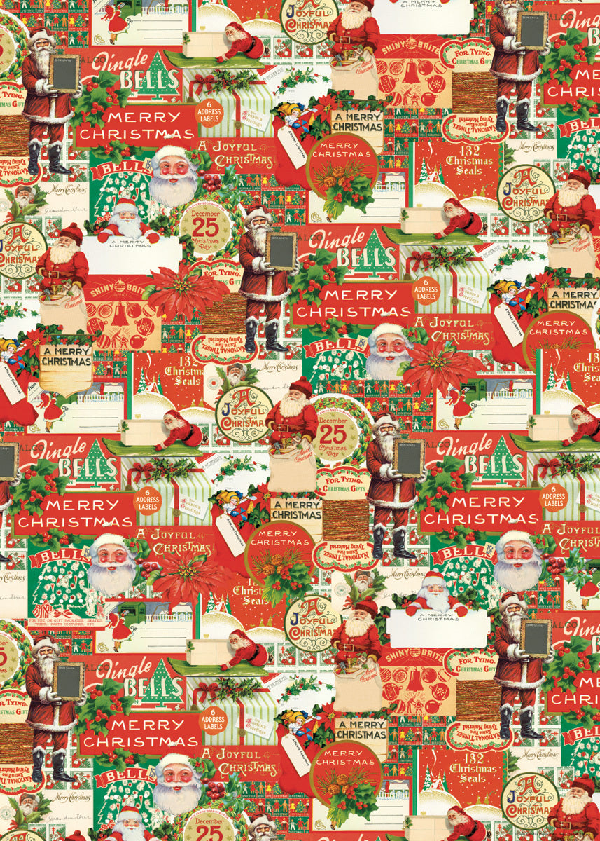 christmas vintage wrapping paper santa  Vintage christmas wrapping paper,  Vintage wrapping paper, Vintage christmas