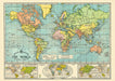 Cavallini & Co. World Map Decorative Wrap measures 20" by 28". A reproduction of "Bacon's Excelsior Map of the World" printed on fine, high quality laid paper.