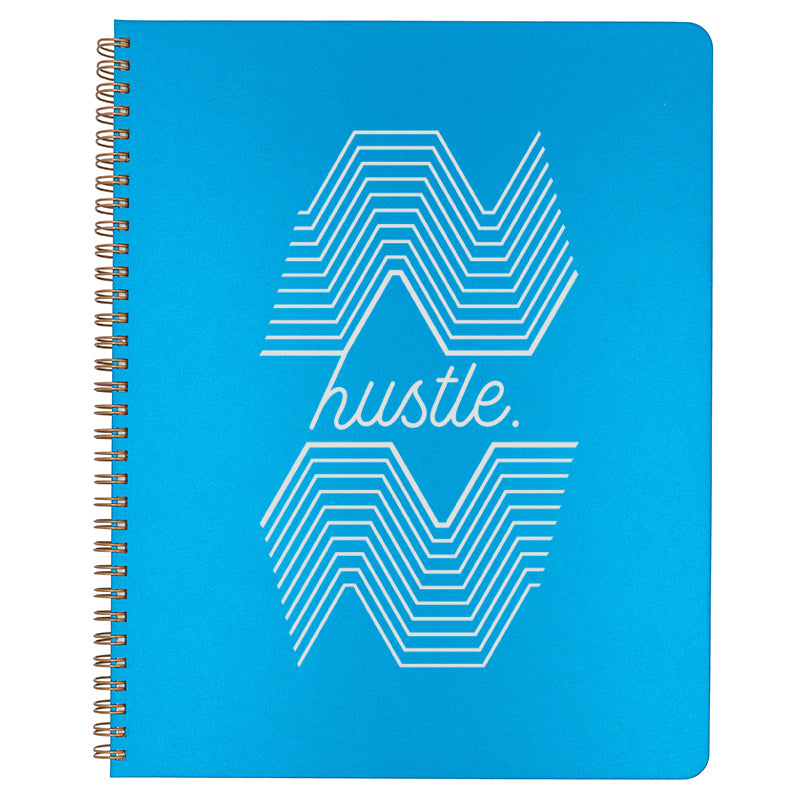 Large Hustle Spiral Bound Notebook in peacock blue.