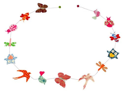 Handmade Lokta Paper Garland- Birds and Insects