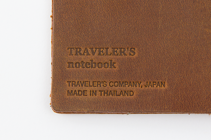Each Camel TRAVELER'S notebook is branded with the logo and make information. 