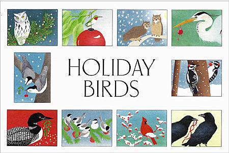Crane Creek Graphics Holiday Birds Notecard Folio- set of 10 cards and envelopes