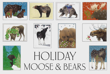 Crane Creek Graphics Holiday Moose & Bears Notecard Folio- set of 10 cards and envelopes