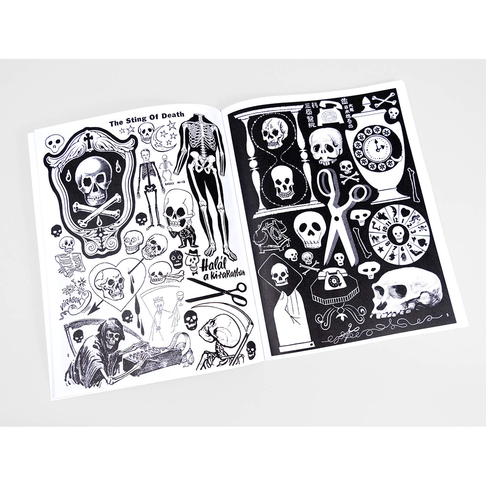 Craphound Magazine Additions- page layout with skeltons, skulls, scissors, death