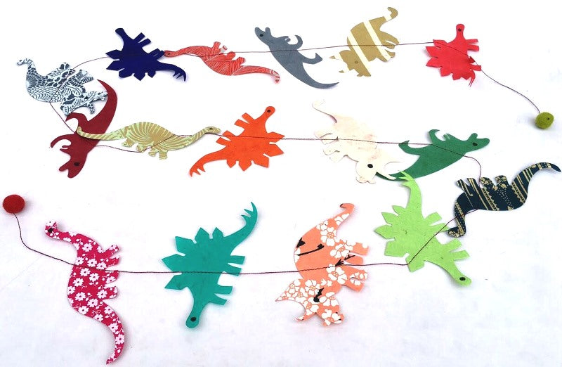 Handmade Lokta Paper Garland- Dinosaurs — Two Hands Paperie