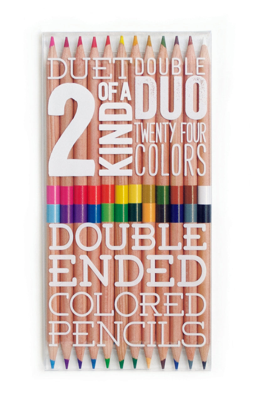 Double-ended colored pencils are perfect for the artist on the go. You get 24 colors but only carry 12 pencils!
