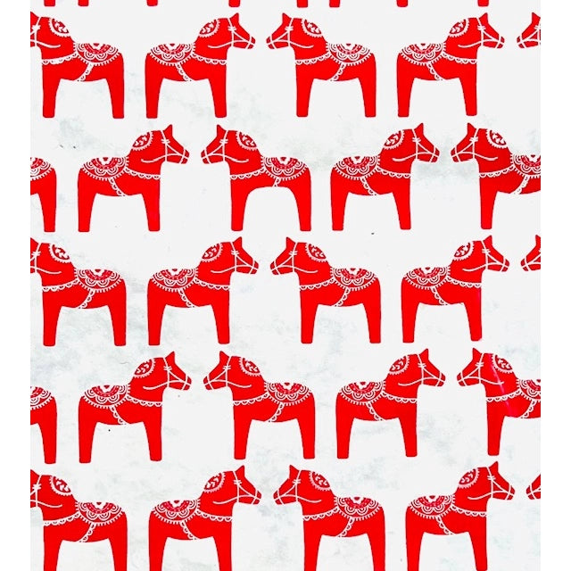 Dala Horses Lokta Paper- Red Horses on Cream