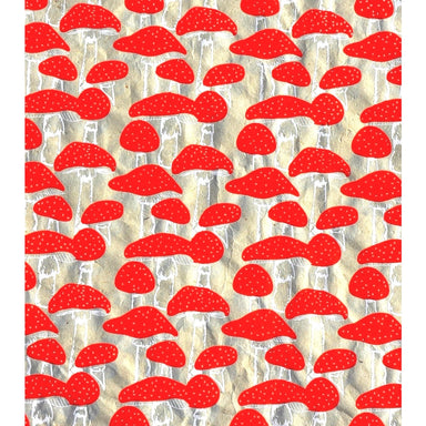 Mushrooms Lokta Paper- Red & Gold on Cream