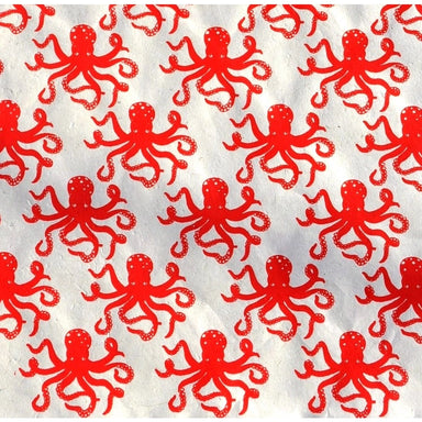 Octopods Lokta Paper- Red Octopods on Cream