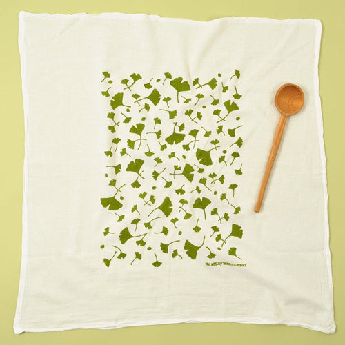 Kei & Molly Flour Sack Cotton Tea Towel- Ginkgo Leaves