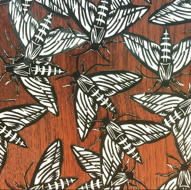 Block Printing – Celebrating Pollinators printed paper moths
