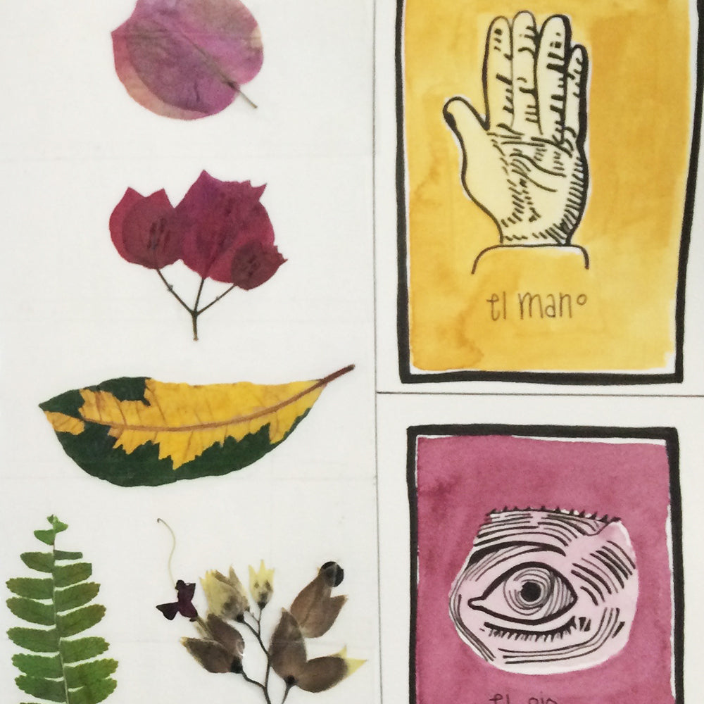 Travel Journaling, A-Z Class page detail with leaves and drawings