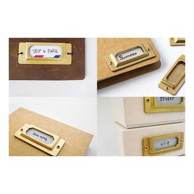 TRAVELER'S COMPANY Brass Label Plates bring organization to your life! Attach them to your notebook or to a box. 