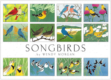 Crane Creek Graphics Songbirds notecard folio features colorful and bright images of some of our favorite birds. Inside you will find cardinals, buntings, bluebirds, goldfinches, warblers, and chickadees.