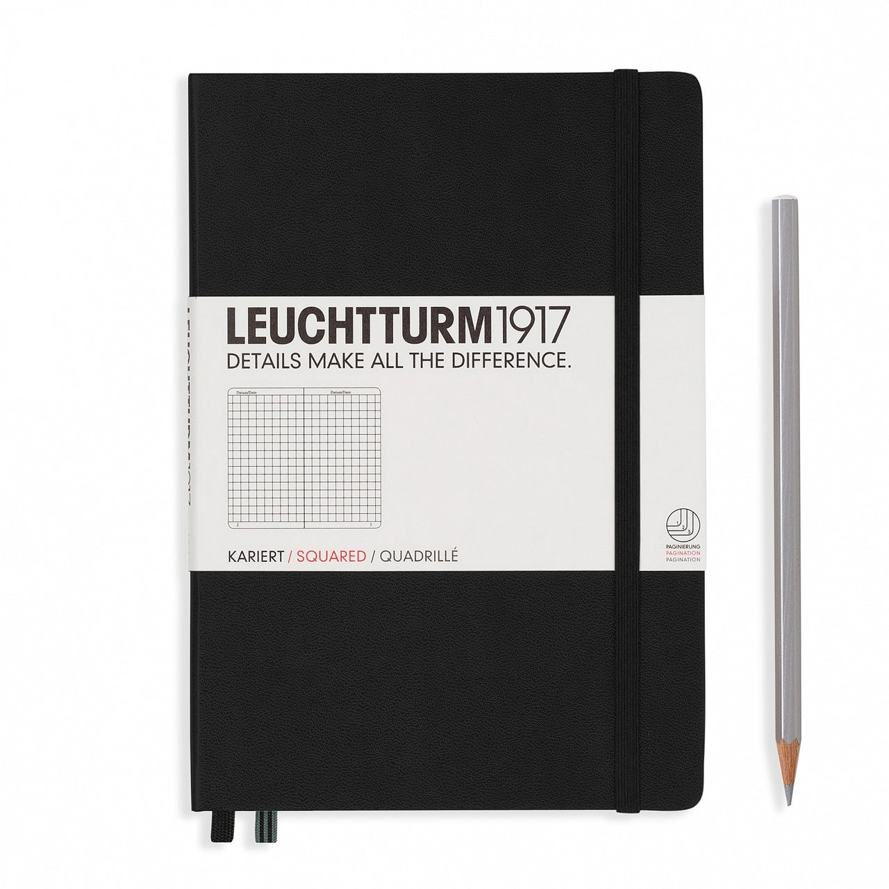 Leuchtturm1917 Squared A5 Size Notebook- Black 