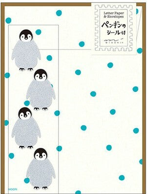 Midori Penguin Letter Set with Stickers- set of 4