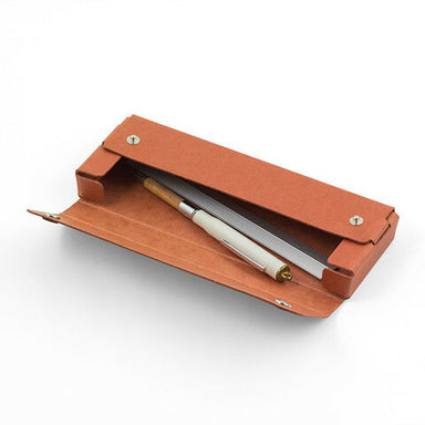 Pen case will hold about 6-8 pens or pencils, depending on their diameter. 
