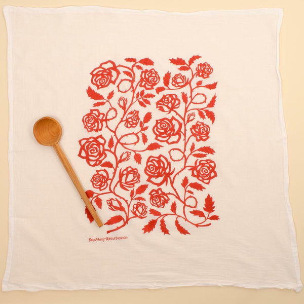 Kei & Molly Flour Sack Cotton Tea Towel- Roses — Two Hands Paperie