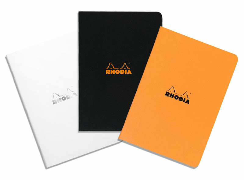 Rhodia A5 Size Side-Stapled Notebook with Orange Cover- Lined Pages- 6 —  Two Hands Paperie