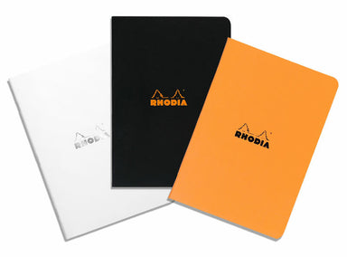 Rhodia A5 Size Side-Stapled Notebook with Black Cover- Dot Grid Pattern- 6 x 8 ¼  inches