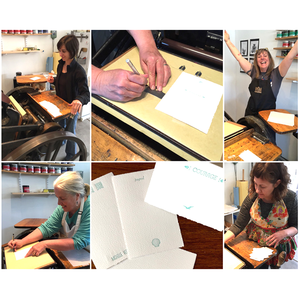 Using Metal Type – Intro to Letterpress class in progress and samples