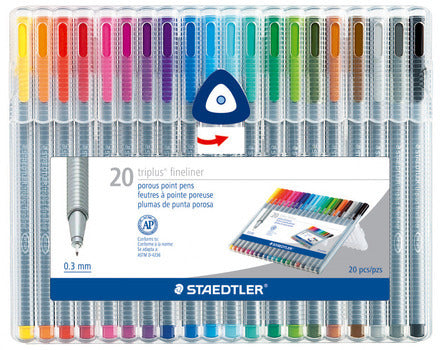 Staedtler Triplus Fineliner .3 mm Colored Pens- set of 20
