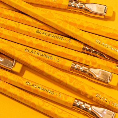 Blackwing Volumes 3 has a tumeric finish with a tumeric eraser.