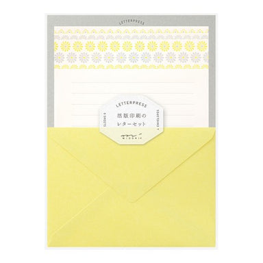 Midori Letterpress Yellow Flowers Letter Set