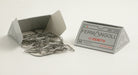 Paper clips come in a triangular paper box which is easily opened and closed. 